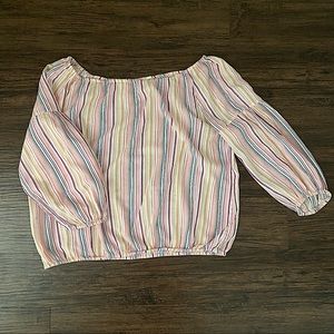 Gap Women’s Off The Shoulder Pink Striped Blouse Size XL